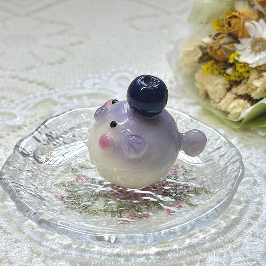 Purple Pufferfish Desk Friend with Blueberry | Desk Decor