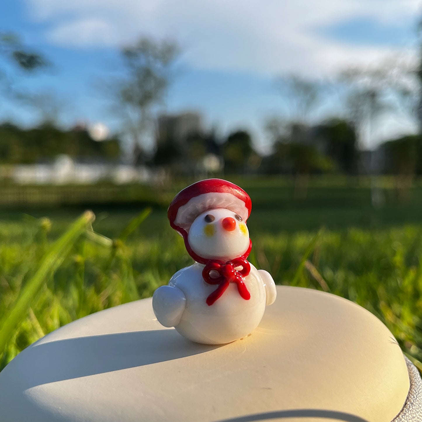 Handmade Clay Duck Keychain with Red Mushroom Hat & Bow | Kawaii Bag Charm