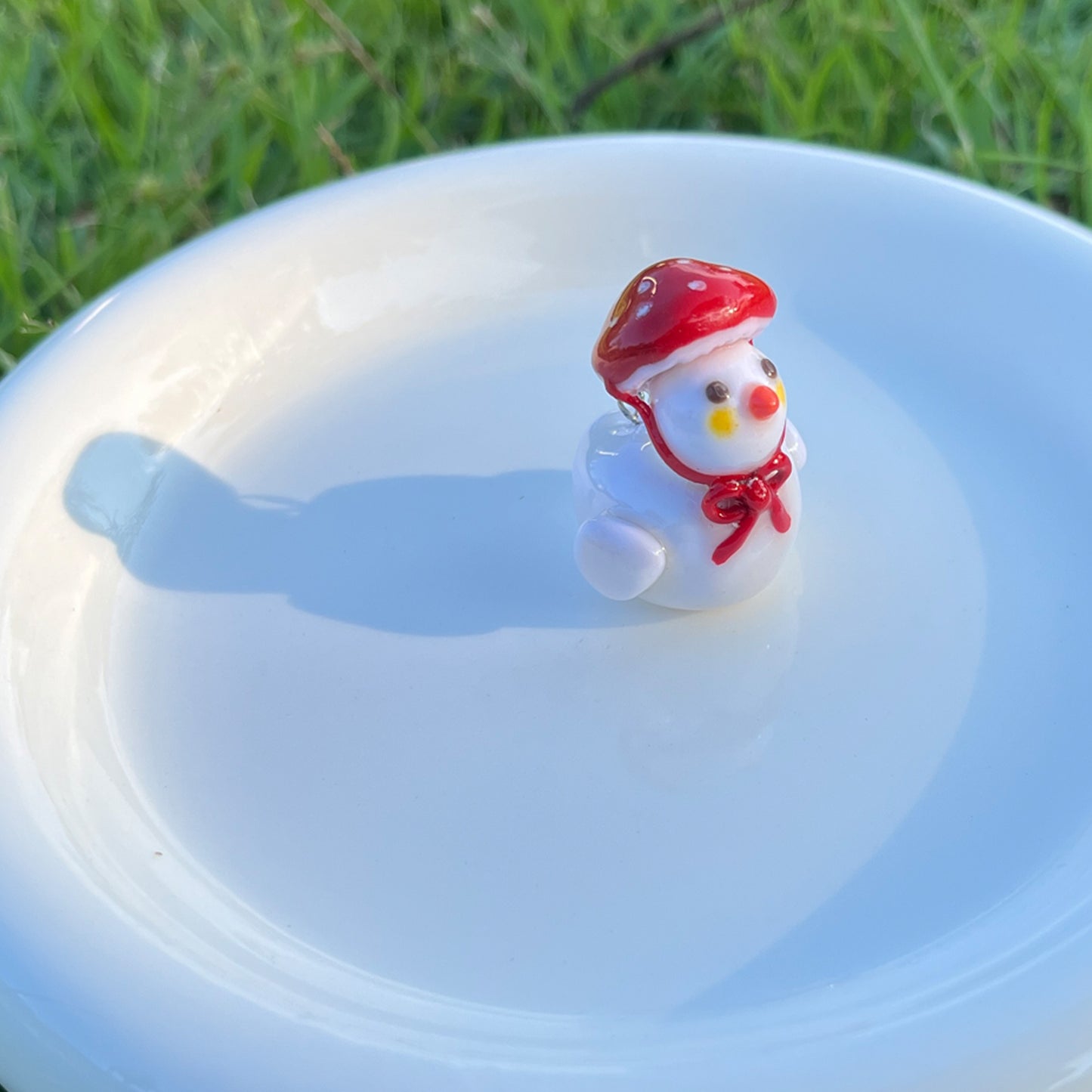 Handmade Clay Duck Keychain with Red Mushroom Hat & Bow | Kawaii Bag Charm
