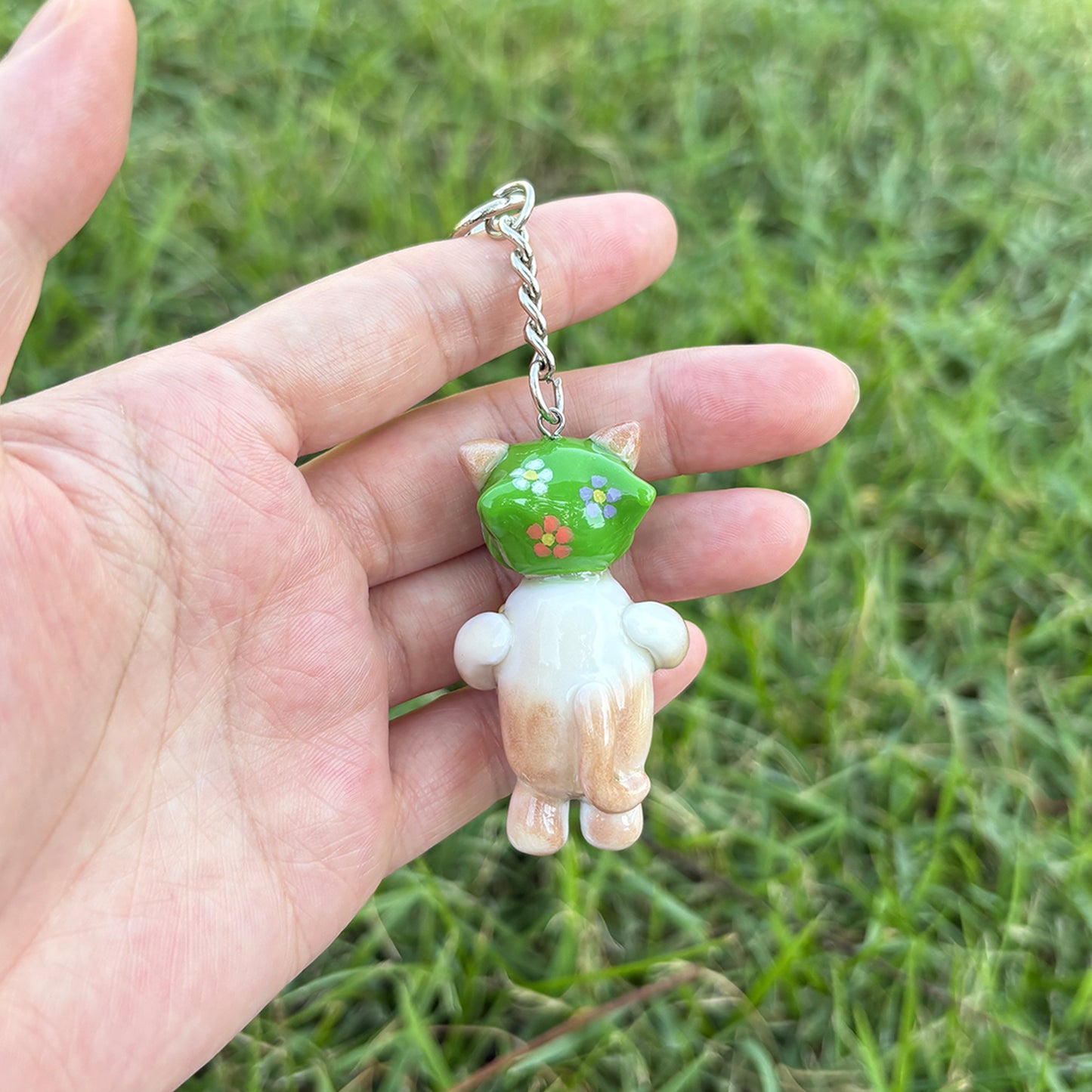 Cute Cat Keychain - Floral Bandana & Camera Charm