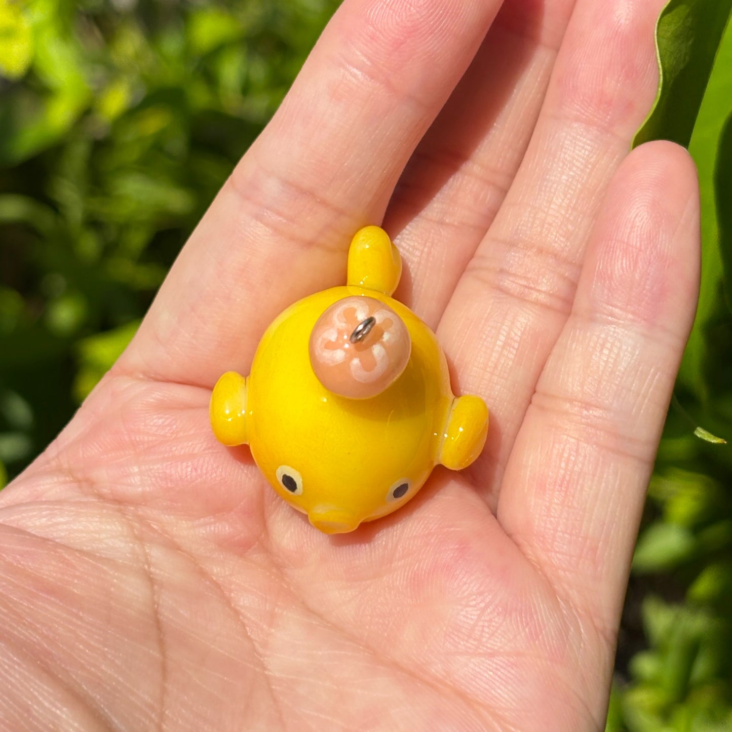 Handmade Orange-Yellow Koi Fish Charm with Pink Jellyfish | Kawaii Polymer Clay Keychain