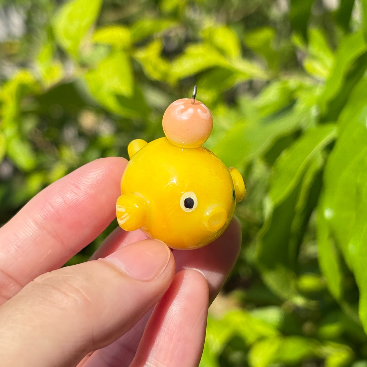 Handmade Orange-Yellow Koi Fish Charm with Pink Jellyfish | Kawaii Polymer Clay Keychain
