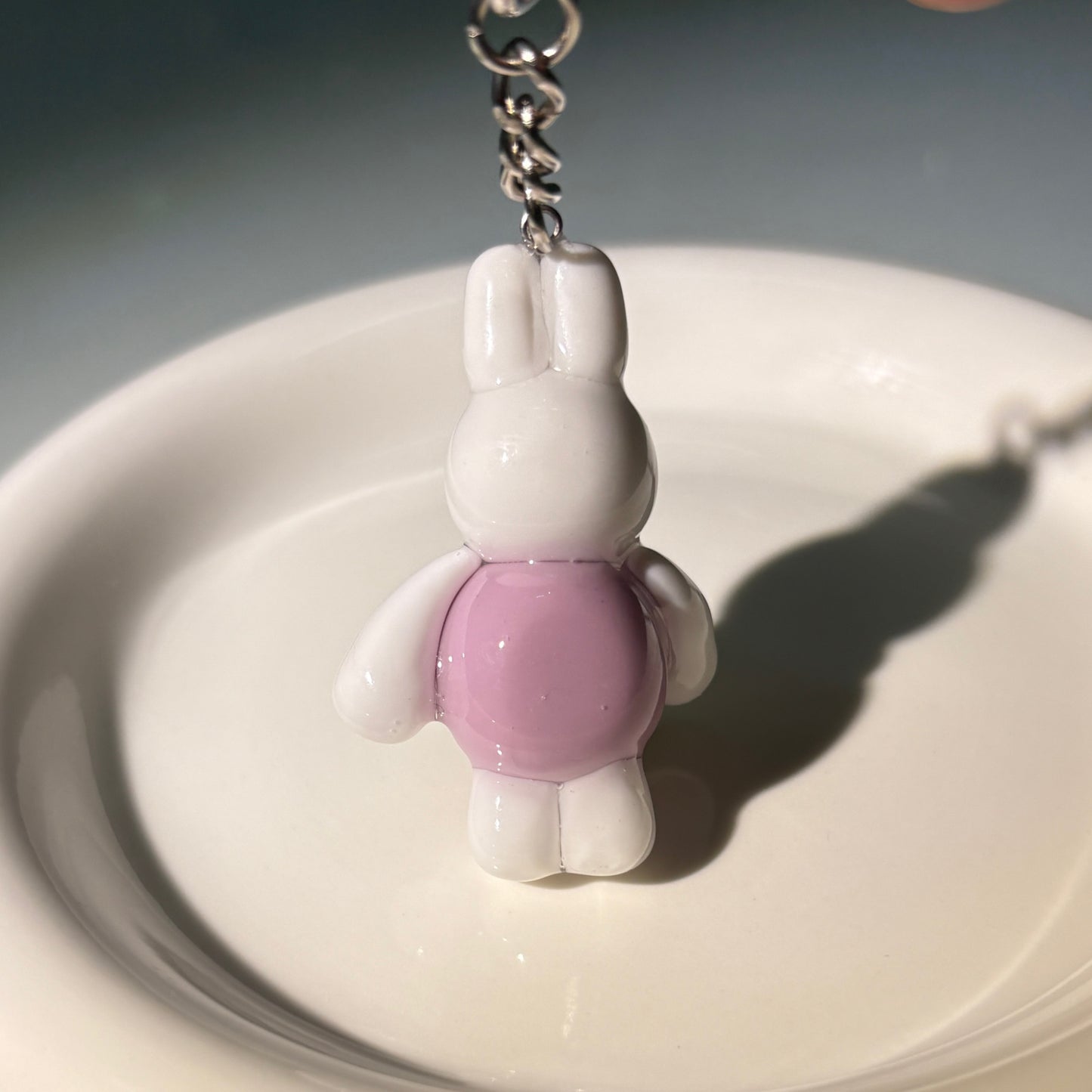 Cute Bunny Clay Keychain with Matcha Bubble Tea