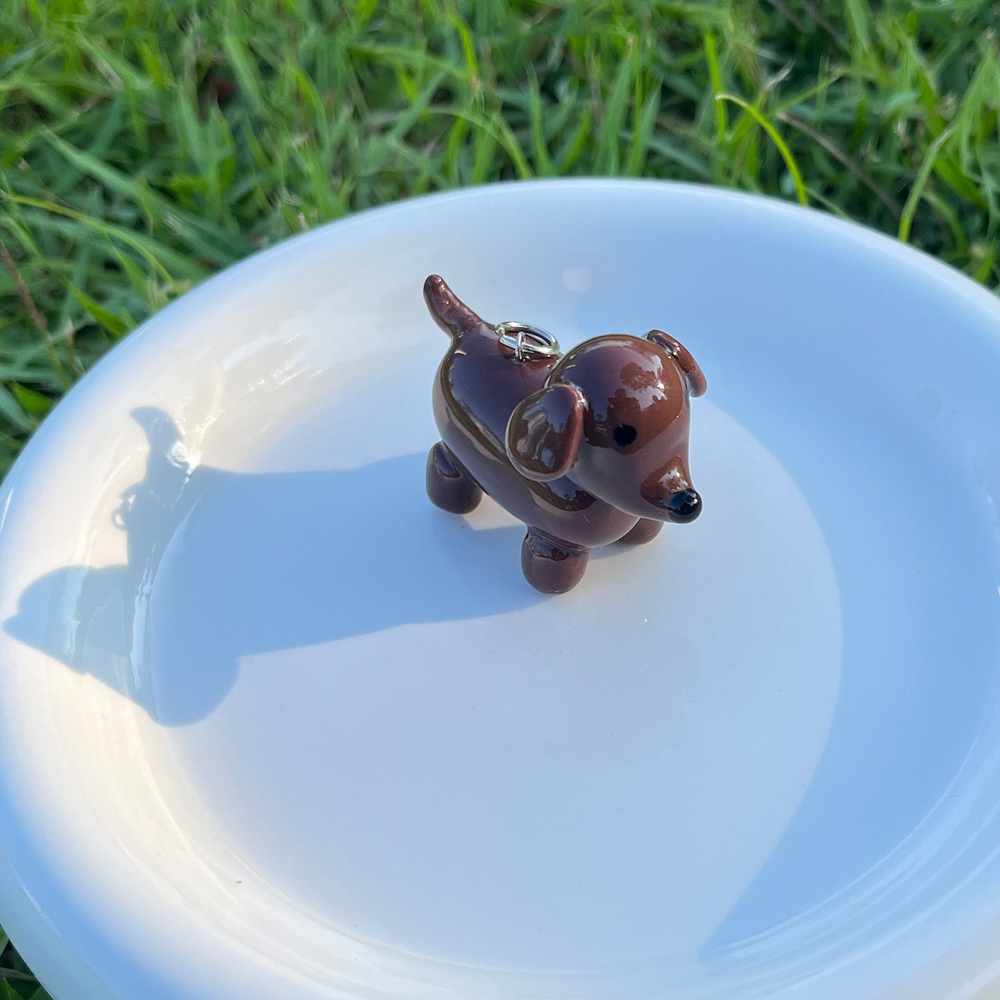 Handmade Clay Dachshund Keychain - Sausage Dog Charm