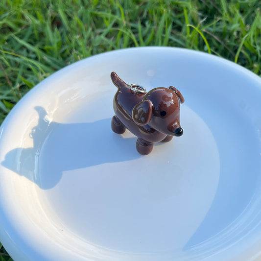 Handmade Clay Dachshund Keychain - Sausage Dog Charm