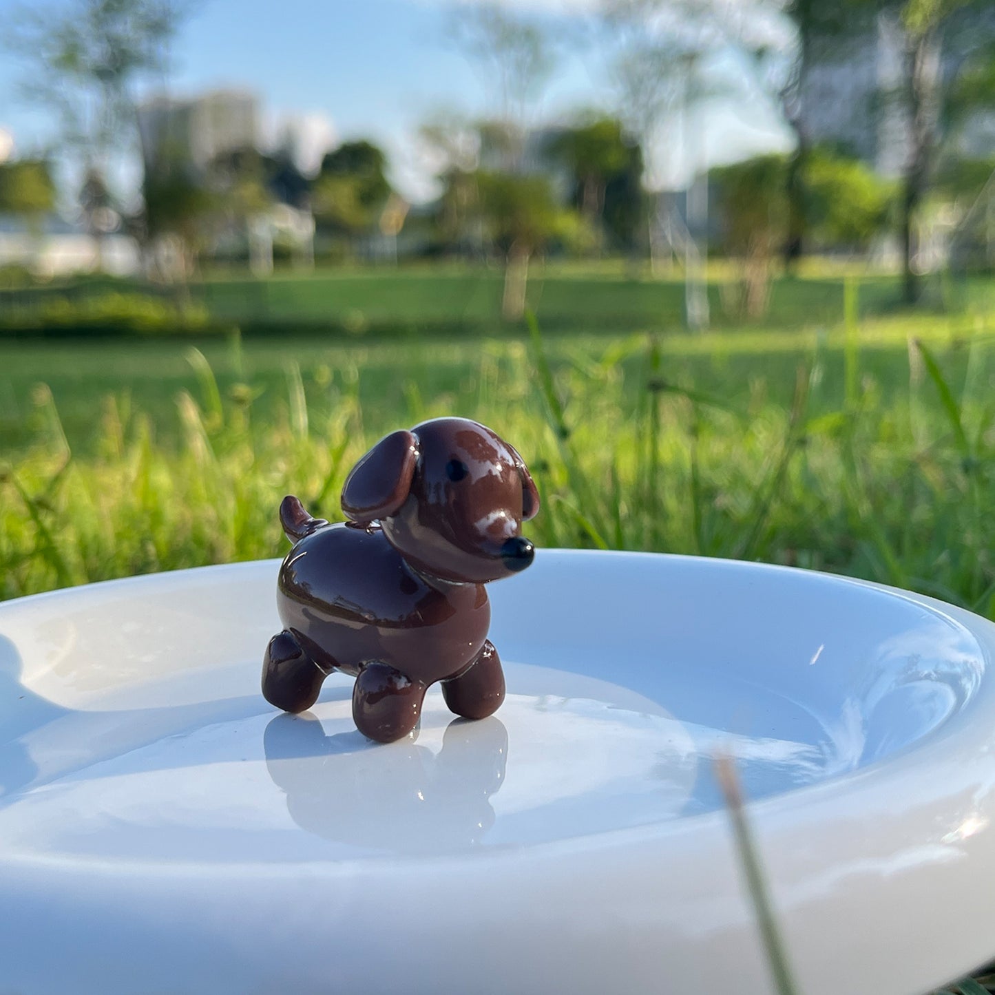 Handmade Clay Dachshund Keychain - Sausage Dog Charm