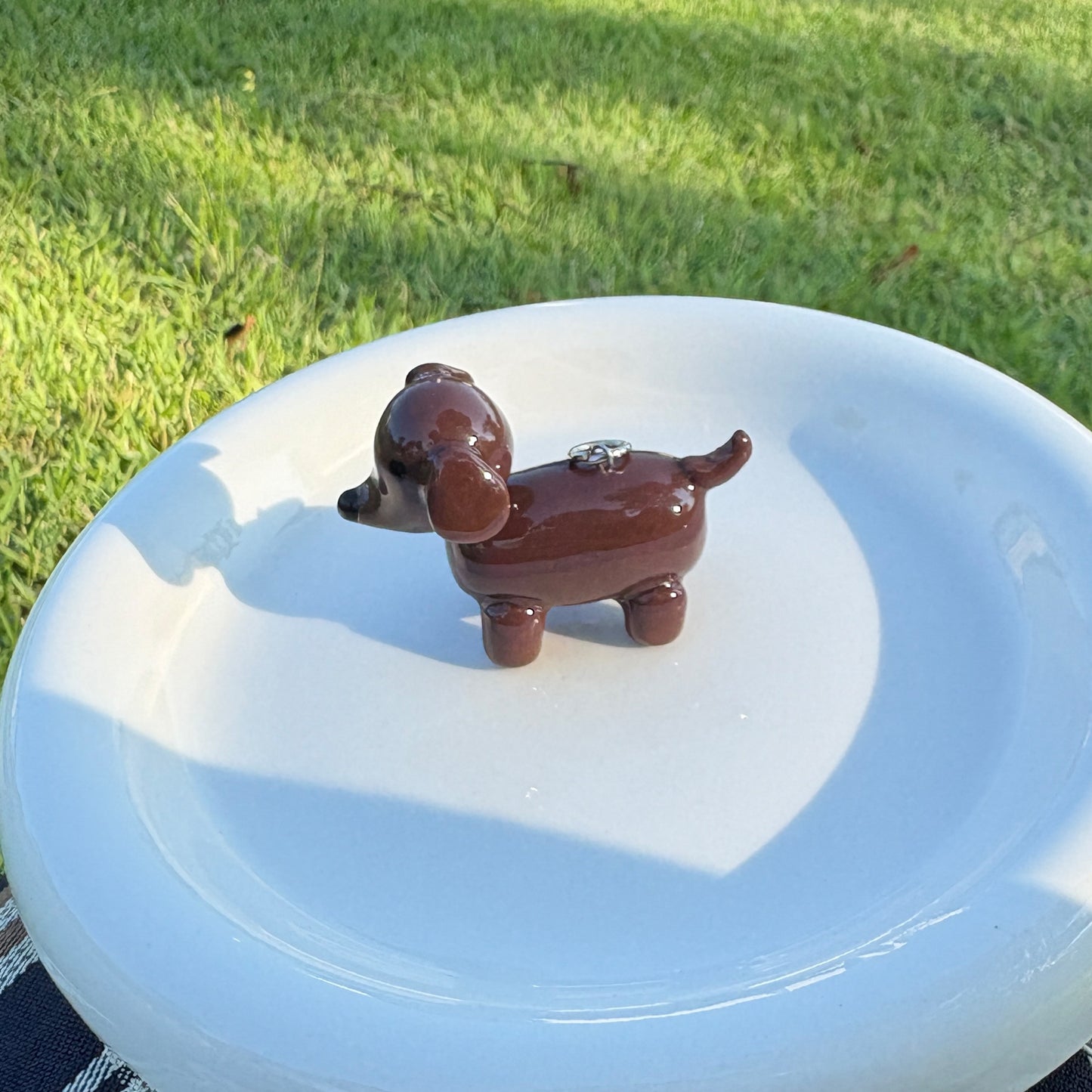Handmade Clay Dachshund Keychain - Sausage Dog Charm