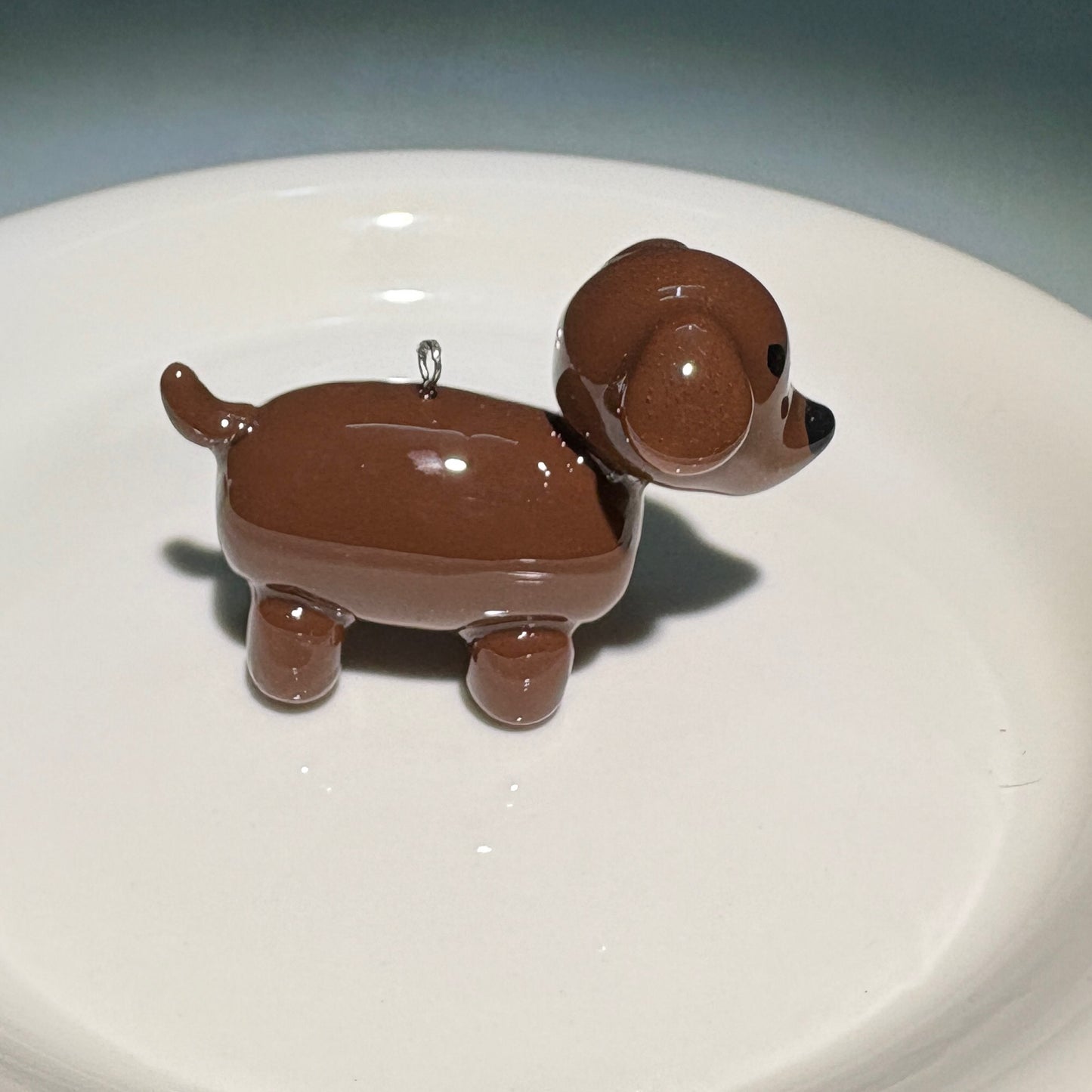 Dachshund Keychain - Handmade Clay Charm