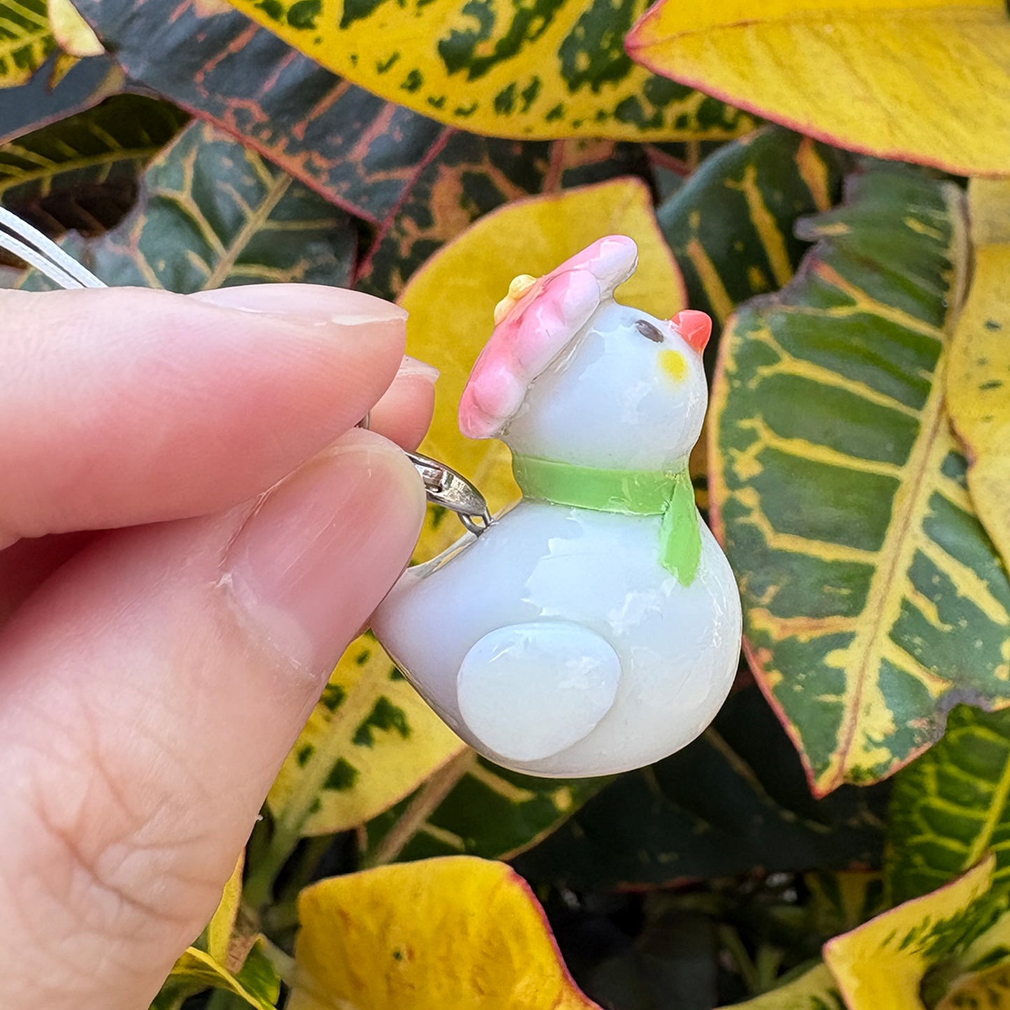 Sakura Duckling – Handmade Clay Duck Keychain with Cherry-Blossom & Scarf | Kawaii Gift