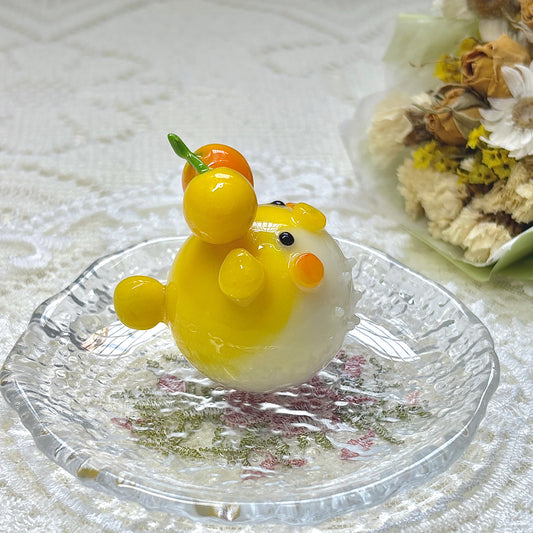 Yellow & Orange Cherry Topper Pufferfish Desk  Friend