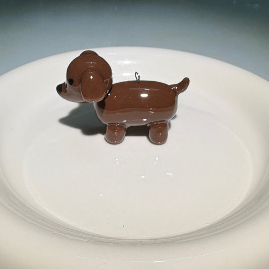 Dachshund Keychain - Handmade Clay Charm