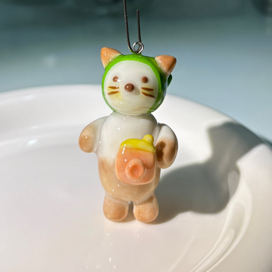 Siamese Cat Keychain - Floral Bandana & Camera Charm
