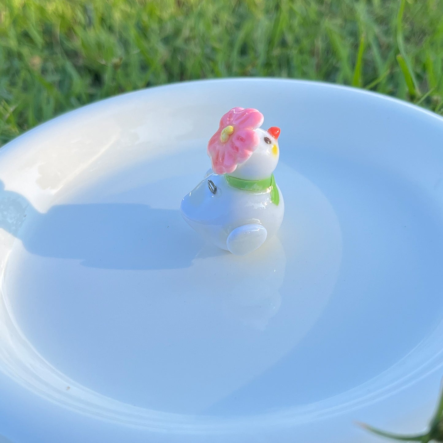 Sakura Duckling – Handmade Clay Duck Keychain with Cherry-Blossom & Scarf | Kawaii Gift