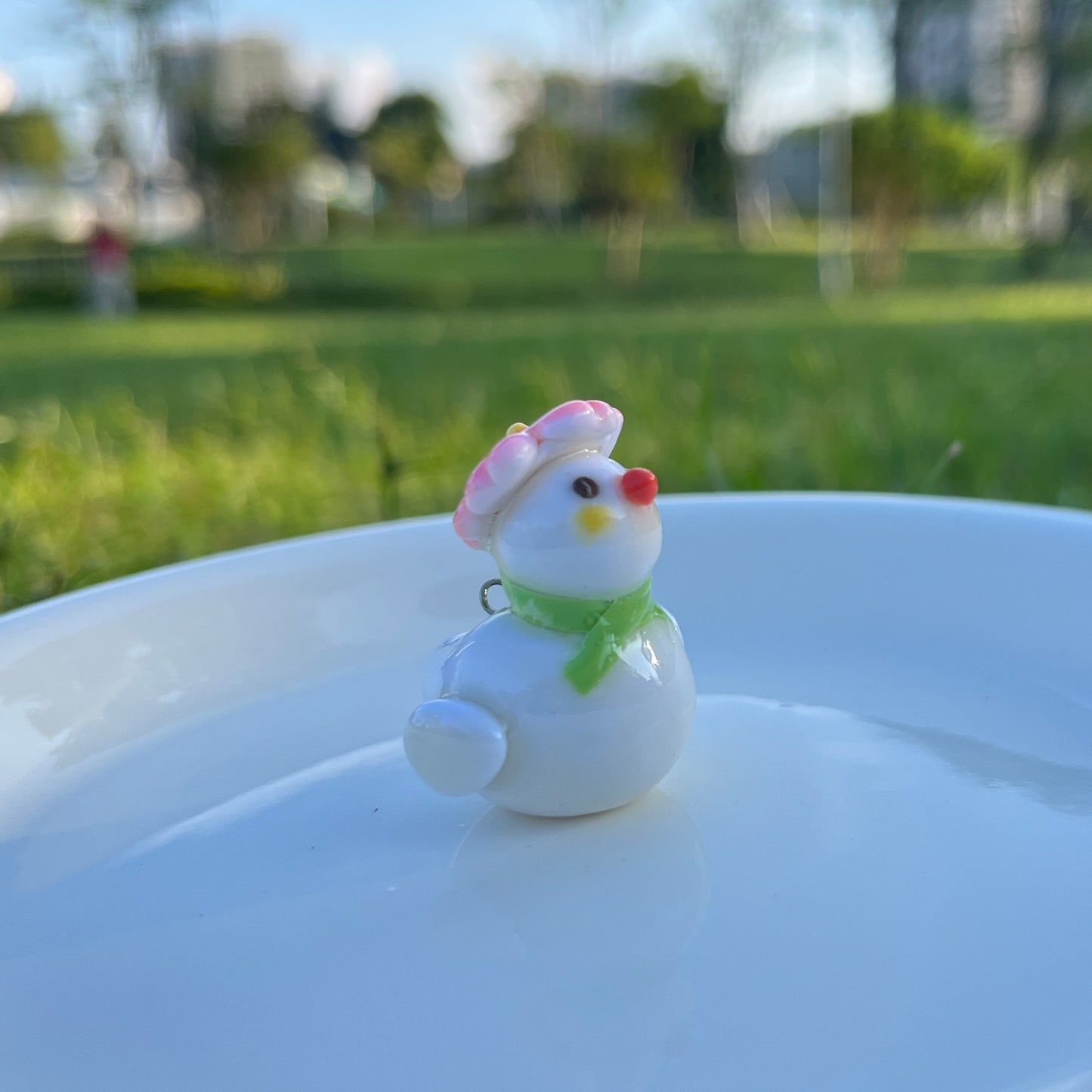 Sakura Duckling – Handmade Clay Duck Keychain with Cherry-Blossom & Scarf | Kawaii Gift